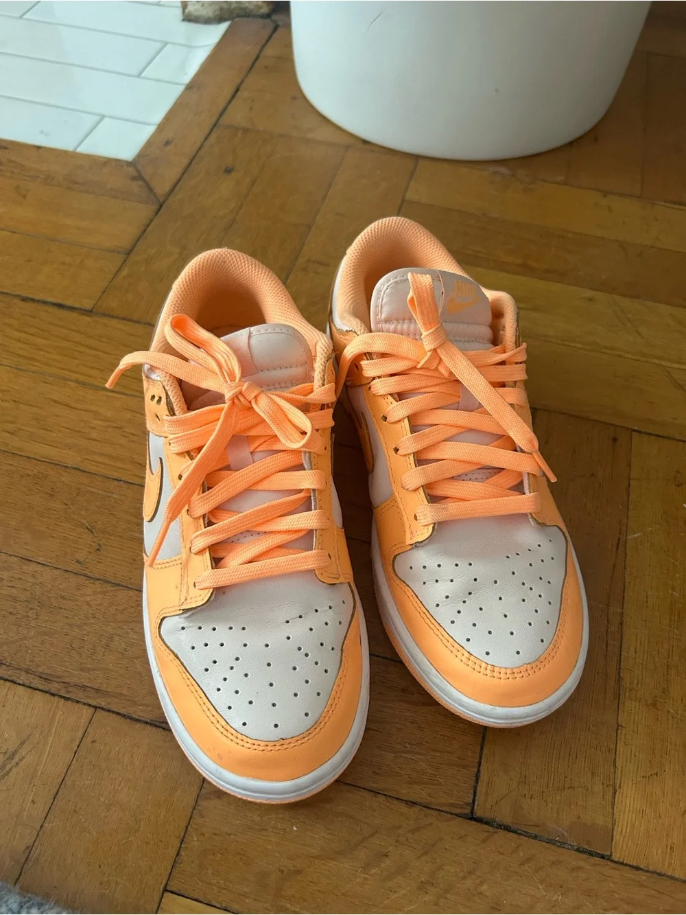 Nike Women's Orange and Cream Dunk Low Sneakers